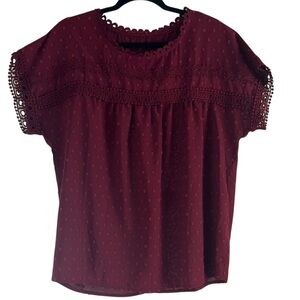 Eytino Women Plus Size Tops Crewneck Short Sleeve Lace Crochet Loose Casual EUC
